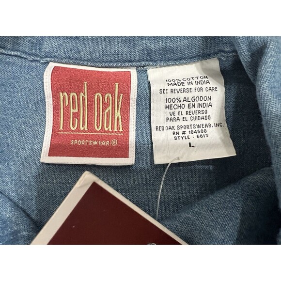 Mississippi State Bulldogs MSU Red Oak Blue Denim Button Shirt Large Long Sleeve - Picture 6 of 12